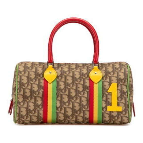 Dior Trotter Rasta Handbag Brown Red Leather - Picture 1 of 8